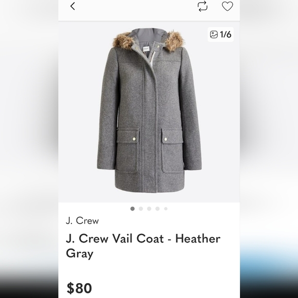 J. Crew Gray  Coat with Faux Fur Trim - Picture 5 of 5